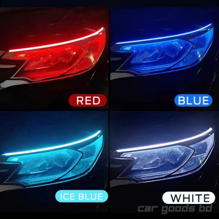 2pcs LED DRL Car Daytime Running Light Flexible Waterproof Strip Auto Headlights White Turn Signal Yellow Brake Flow Lights 12V